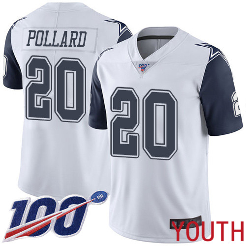 Youth Dallas Cowboys Limited White Tony Pollard #20 100th Season Rush Vapor Untouchable NFL Jersey->dallas cowboys->NFL Jersey